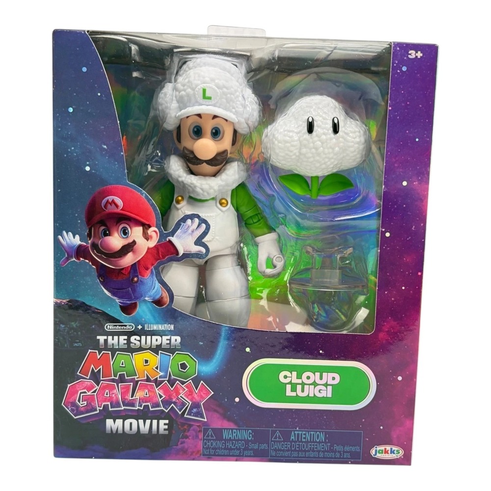 Jakks Pacific Super Mario Galaxy Movie Cloud Luigi Action Figure with Accessory
